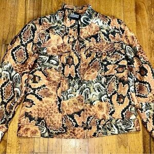 Chico's Orange & Black Snake-Print Bomber Jacket